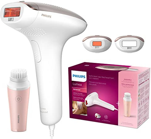 Philips Lumea Advanced IPL [UK Stecker] BRI922/00 Haarentfernungsgerät mit 2 Aufsätzen für Gesicht und Körper sowie VisaPure Mini-Gesichtsreinigungsbürste