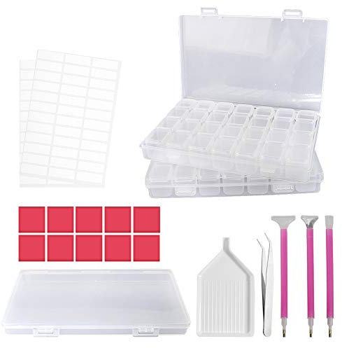 DARUITE Diamond Painting Kit Organizador de Herramientas 2PCS Caja 28 Compartimento para 5D Diamond Painting