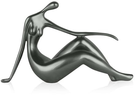 ADM - 'Kleine Ruhe' - Moderne figurative Skulptur aus Harz, Metalleffekt - Anthrazit - H21 cm