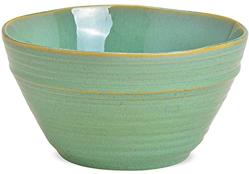 matches21 Schale Salatschale Keramikschale Schüssel Salatschüssel Landhausstil Steingut grün 1 Stk Ø 18x9 cm