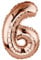 DekoRex Folienballon Rosegold 40cm Geburtstag Jubiläum Hochzeit Deko (Zahl 6)