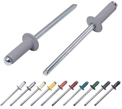 Lot de 80 rivets aveugles peints, 4,0 x 12 mm, tête bombée, DIN 7337, rivets en aluminium et mandrin en acier, rivets pop (80, gris fenêtre RAL 7040)