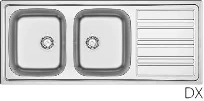Fregadero empotrado de acero mod. LS06 cm 120X50 cm. 120 goteo izquierda