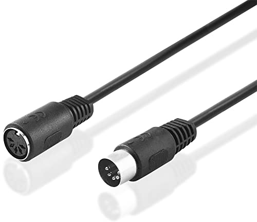 1,5 Meter Audio Stereo Kabel Verlängerung, 5pol MIDI Stecker männlich auf 5pol MIDI Buchse Kupplung weiblich, Schwarz