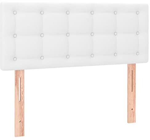 vidaXL Kopfteil, Bettkopfteil mit Holzbeinen, Höhenverstellbar Polsterkopfteil für Bett, Betthaupt Bettzubehör Schlafzimmer, Weiß 80x5x78/88cm Kunstleder