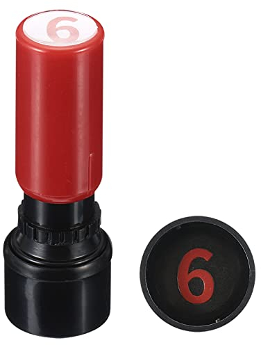 PATIKIL Nummer Stempeln Selbstfärbung Ziffern 6 Plastik Klein Nummer Stempel Nummer Stamper Anfang Stempel für Klassenzimmer Scrapbooking Kunst Rot Schale