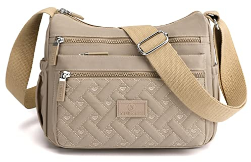 NOTAG Umhängetasche für Damen, wasserdicht, Nylon, Umhängetasche, lässig, mehrere Taschen, Kuriertasche für Reisen, khaki, Medium