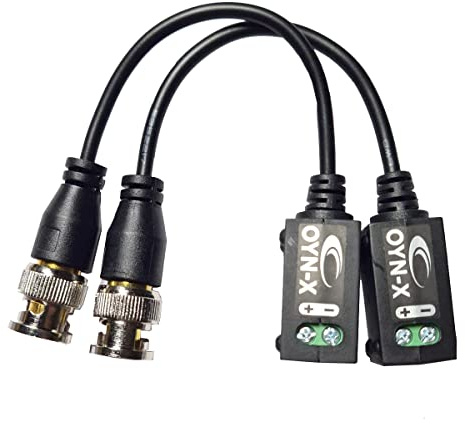 OYN-X CCTV HD Video Balun Passive Transceiver BNC Connector Cable for 4K 8MP CCTV Surveillance Camera, DVR, TV, Video, HD-TVI CVI AHD to CAT 5/6 - Twin Pack