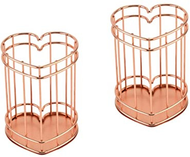 iplusmile 2st Eisenherz-stifthalter Aufbewahrungskorb Aus Metall Bürstenhalter Stift-Organizer Aus Metalldraht Stifte + Bleistift Stahldraht Arbeit Rostfreier Stahl Kosmetik