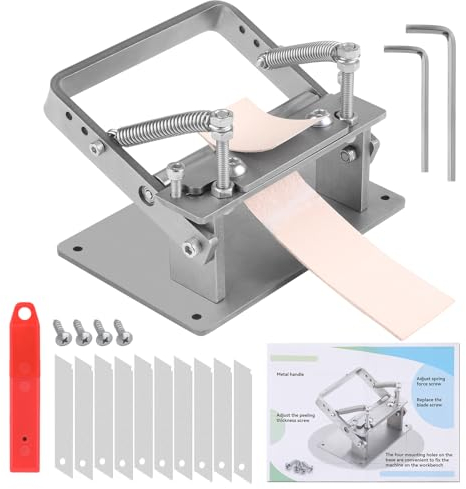 DIUDUS Máquina peladora manual de cuero, herramientas de pelado de cuero con instrucciones (idioma español no garantizado), herramientas de trabajo de cuero con cuchillas para bricolaje