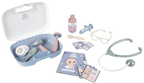 Smoby - Baby Care - Mallette de Soins - Jouet d'Imitation Pédiatre - 19 Accessoires - Poignée de Transport - A Partir de 3 Ans