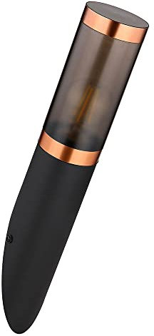 Außenwandlampe Wandleuchte Edelstahl Garten Kupfer rauch Wandlampe Fackel Aussen, schwarz rauch, 1x E27, BxH 7,6x41 cm