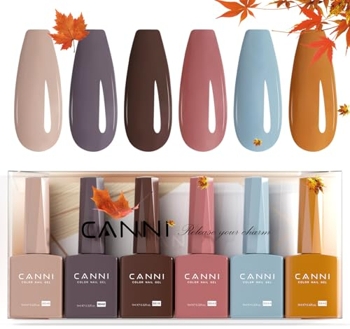 CANNI UV Nagellack Set 6 Farben braun grau korallenblau dunkelorange Gellack Gel Polish Gelnägel für Nägel