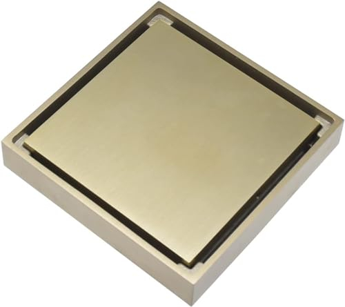 Quadratischer Duschablauf mit Fliesen-Einsatz, abnehmbare Abdeckung, 10,2 cm, unsichtbarer Bodenablauf (weiß: Gold)