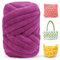 LEREATI Fettuccia per Borse a Uncinetto, Filato Gigante 500g Filato di Lana Morbida Chunky Yarn Tubolare, Gomitoli Lana Grossa per Coperte a Mano, Animali Domestici, Letto (Rosa Scuro)