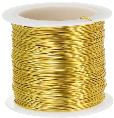 PATIKIL 24 Gauge Jewelry Wire, 171 Feet/52M Pure Copper Jewelry Beading Wire Soft Metal Plant Stem Ties for Jewelry Craft, Gold Tone (0.02)