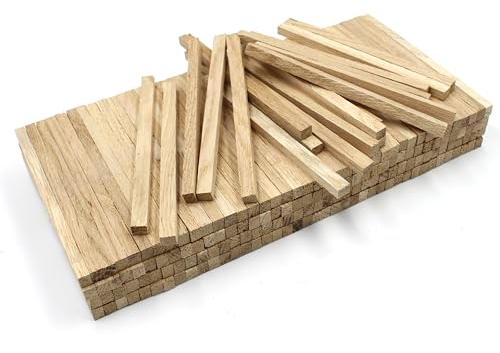 80x Holzleiste 10x8mm Eiche lose Bastelklötzchen zum Basteln Bastelstäbe (Eiche 10x8mm)