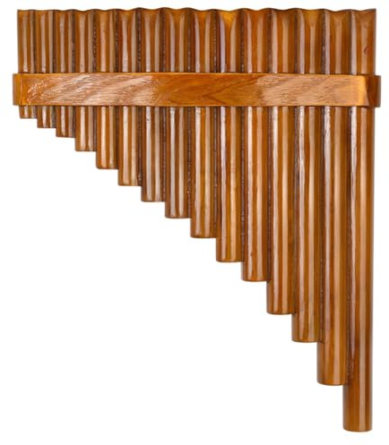 AMIUHOUN Flûte de pan en bambou naturel, Instruments à Vent - Flûte de pan fabriquée à la main - 15 tons en sol majeur - Modèle pour gaucher - Installation facile - Facile à utiliser