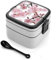 NONHAI Cherry Japanese Cherry Blossom Bento Box Adult Lunch Box Double Layer Insulated Bento Lunch Boxes with Spoon Stackable Salad Lunch Containers Versatile Leak-Proof Lunch Lunch for Adults 1000ML