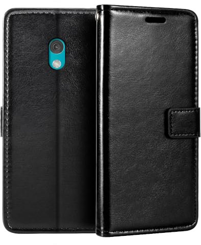 PU Leather Phone Wallet Case Compatible with Nokia 235 4G 2024, Magnetic Flip Cover with Card Slots, Full Protection and Stand Function (Black)