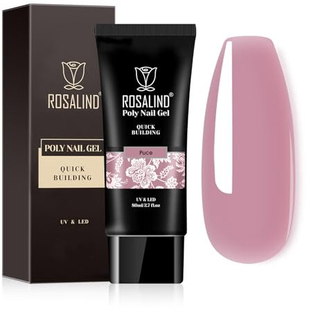 ROSALIND Poligel pour Extension d’ongle 80ml, Puce UV LED Quick Construction Ongle Gel, Poly Nail Gel Pour les étudiant débutant, Professionnel et Salon de Manucure, Cadeau Pour les Amateurs