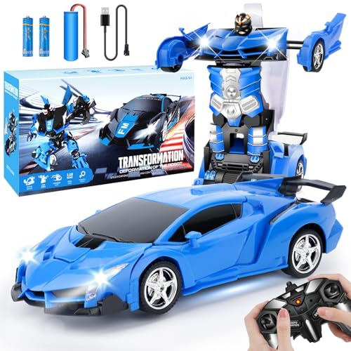Micieycle Ferngesteuertes Auto, Transformierender Roboter RC Auto für Kinder 1:18 Maßstab, Spielzeugautos Geburtstagsspielzeug für 3 4 5 6 7 8 9 10 Jahre alte Jungen Kinder LED Licht & Wiederaufladbar