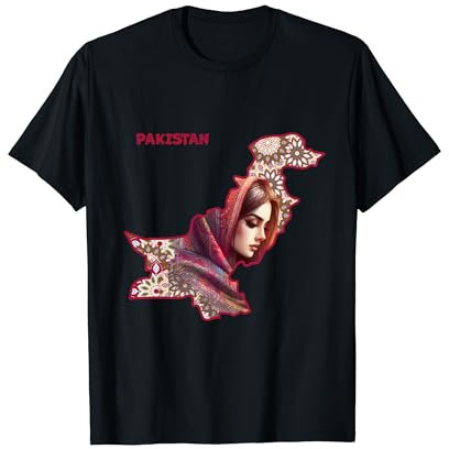 Pakistanische Karte, schöne pakistanische Frau im pakistanischen Schal T-Shirt