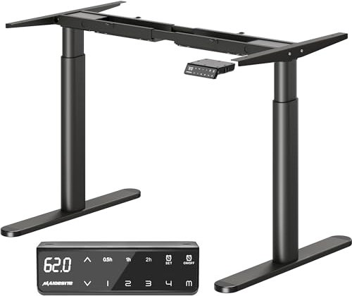 MAIDeSITe Height Adjustable Standing Desk Frame with Oval Leg Design, Dual Motor Electric Standing Desk Sit Stand Desk with Load 180KG, 4 Memory Keyboard and Anti-collision System