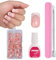 ZAHRVIA 120 Pièces Faux Ongles Court Kit, Acryliques Pleine Couverture, Capsule Français Ongles, Square French Ongles Artificiels, DIY Nail Art Décoration pour Femmes et Filles