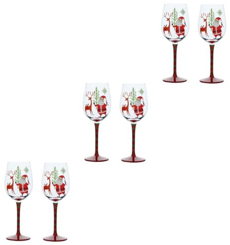 Cabilock 6 Pièces Verres à Pied De Noël - Gobelets De Renne Pour Vin Rouge - Verres à Boire Modernes