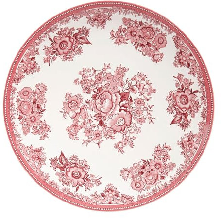 GENEVIEVE LETHU 539249 Dessertteller aus Steingut, Weiß und Rosa, Ø 21 cm – Kollektion Canvas de Spring – Teller aus Steingut mit klassischem Charme, zartes Blumendekor