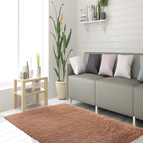 Teppich Wohnzimmer 70 x 160 cm Anti-Rutsch Unterseite Zottige Teppiche Super Soft für Zimmer Home Dekor, Khaki