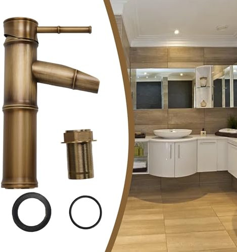 Robinets d'évier rétro de salle de bain, mitigeur d'évier à poignée unique, robinet vintage pour vestiaire, G1/2, laiton, marron (S)