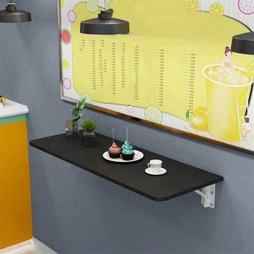 Schwebender Wandschreibtisch, platzsparend, Klapptisch für Zuhause, Büro, schwarz, faltbarer Holzschreibtisch (180 x 30 cm)
