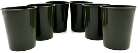 Kimmel Vasos de 250 ml, 6 unidades, juego de vasos para fiestas, vajilla infantil, vasos de plástico, color verde oliva