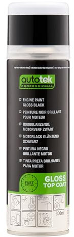 Autotek Peinture en aérosol Professional pour moteur, Noir Brillant, haute température, 300ml