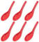 Cjueiom 6Pcs Rice Spoons, Chinese Soup Spoons for Ramen, Wonton & Noodle Dishes, Asian Plain Style, Black and Red