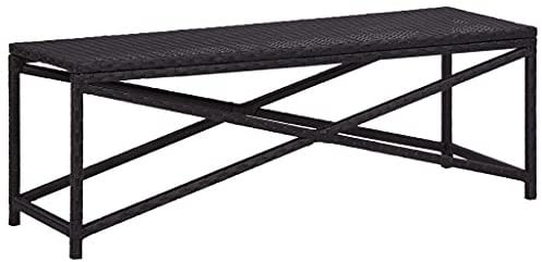 Myheimly Gartenbank Sitzbank Parkbank Garten Bank Gartenmöbel Balkonbank Terrassenbank Rattanmöbel Rattanbank 120 cm Poly Rattan Schwarz