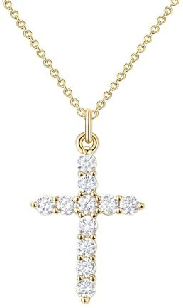Kreuz kette Damen Gold Silber Zirkonische Anhänger Kreuz Halskette Damen,3 Größe