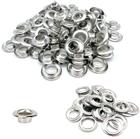 MUWINC Ojales Para Lonas - 100 Sets Ojetes Duraderos Para Manualidades, Diámetro Interior De 10 mm, Para Lonas, Cortinas Y Proyectos DIY(Plata)
