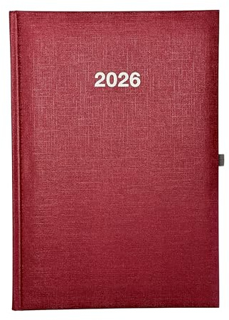 2026 ADINA Wochenkalender A5+ 24x16cm 1 Woche auf 2 Seiten cremefarbenes 80g Papier rot-metallic