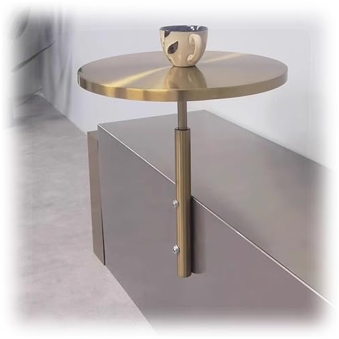 Generisch Moderner Cocktailtisch Schreibtisch Kleiner Runder Wandtisch, Schwebender Bartisch, Kompakte Arbeitsstation Für Dessertladen, Café-Sitzecke, Wohnzimmer, Balkon(Gold)
