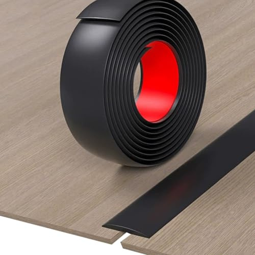 JTPMYFT Vinyl-Übergangsleisten, Selbstklebende Bodenleisten, Flache Trennleisten, for Verbinden von Fugen zwischen Bodenfliesen, geeignet for Fugen zwischen 1-2 cm.(Black,5cm)