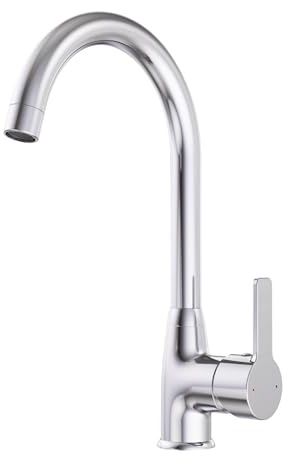 ONDÉE - Küchenarmatur Ariane - schwenkbarer Auslauf - Körper aus Messing - ergonomischer Griff aus Metall - Keramik-Kartusche Ø 35 mm - Grau – Professionelles Design - Grau/Silber