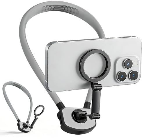 Magnetische Halshalterung, Magnetische Hals Halterung mit Brustgurt für Handy, Actionkamera, Handyhalterung mit Integrierter Rotation, Nacken-Telefonhalter, Brusthalterung für iPhone 12-15, Android