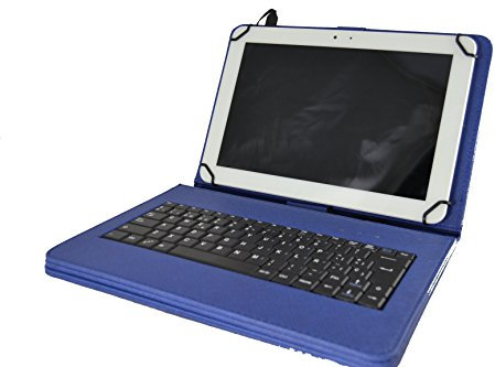Theoutlettablet® Schutzhülle mit abnehmbarer Tastatur in Spanisch (inklusive Buchstabe Ñ) für Tablet Lnmbbs 25,7 cm (10,1 Zoll) 3G Tablet PC 10, Blau