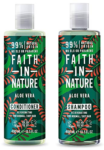 Faith In Nature Aloe Vera Shampoo and Conditioner Duo. Vegan, Cruelty Free Paraben & SLS Free