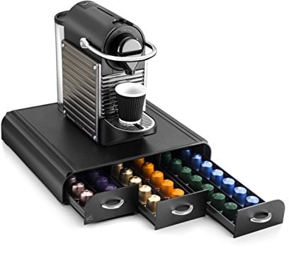 CEP Organisateur range-dosettes capsules café, 3 tiroirs, compatible Nespresso, Take A Break, Noir