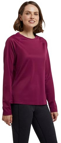 Mountain Warehouse Endurance Womens Top - Lightweight Ladies Top, Long Sleeve Tee, Quick Drying Tshirt, UV Protection Tee Shirt - for Spring Summer Travel Berry Women's Size 12