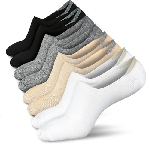 wernies No Show Socks Women Low Socks Non Slip Flat Boat Line 4 Pairs